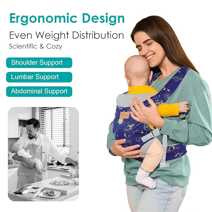Baby Carrier, Ergonomic Adjustable Toddler Carriers for 7-33 Lbs, Cozy Lightweight Infant Carrier with Neck Support, Baby Chest Carriers with Lumbar Support for Parents (3-36 Months)