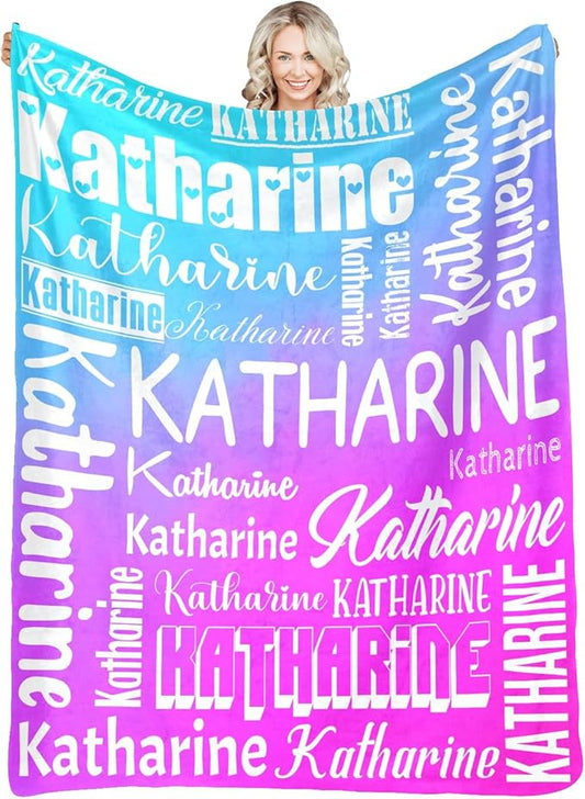 Personalized Blankets with Name Custom Blanket for Adult Kids Baby Customized Blanket Monogrammed Blankets Gifts for Women Men Girls Boys (Colorful Background 4, 60"x80")