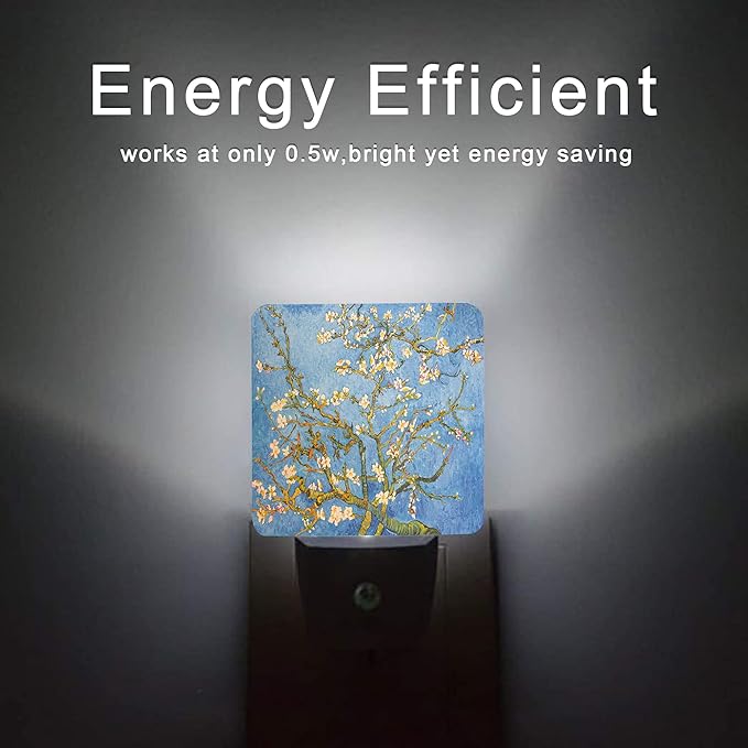 Blossoming Almond Tree Night Light,Night Lights Plug into Wall for Boys Girls, Led Lamp for Stairway/Hallway/Bedroom 0.5W Nightlight Sleep Friendly