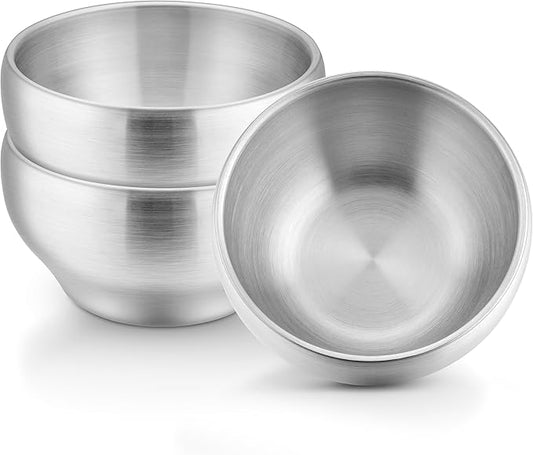 LIANYU Stainless Steel Kids Bowls of 3, 12oz Toddler Baby Metal Bowls Set, Heavy Duty & Double-Walled, Multipurpose for Feeding Cereal, Soup, Snacks, Dishwasher Safe