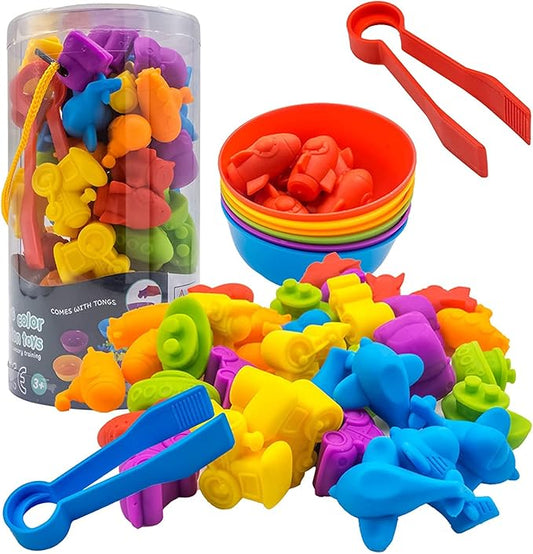 UNIQUE KIDS Counting Educational Learning Toy Set with Sorting Cups – Fun Color Classification and Math Training Game for Toddlers and Preschoolers Ages 3 and Up (Transport Vehicles)