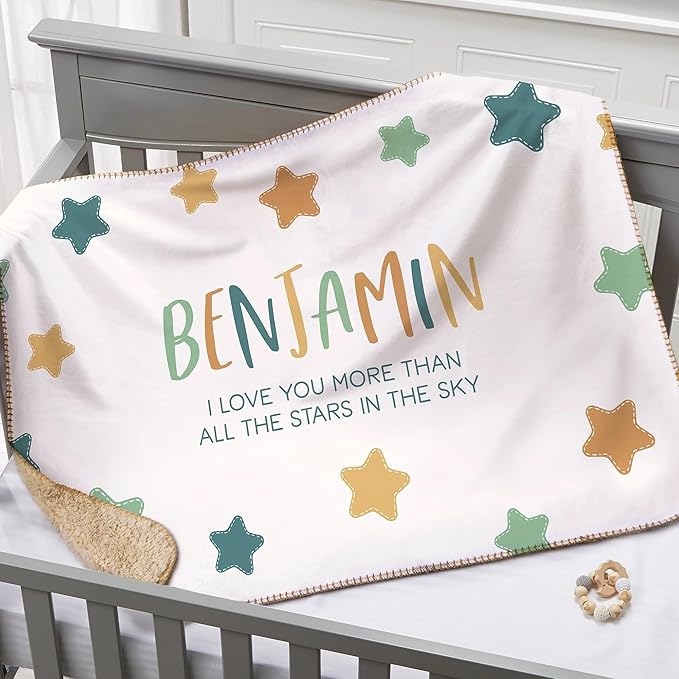 Personalized Baby Blanket for Kids Girls Boys. Custom Baby Blanket with Name for Newborn Swaddle Toddler, Nursery Decor Kids Blanket. (Hi Little One)