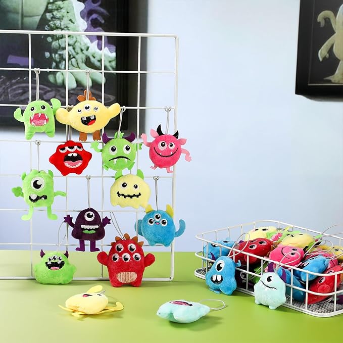 Libima 90 Pcs Halloween Mini Plush Keychain Small Stuffed Devil Bulk Mini Stuffed Animals Keychains Set for Carnival Birthday Classroom Prizes Decoration for Clothes