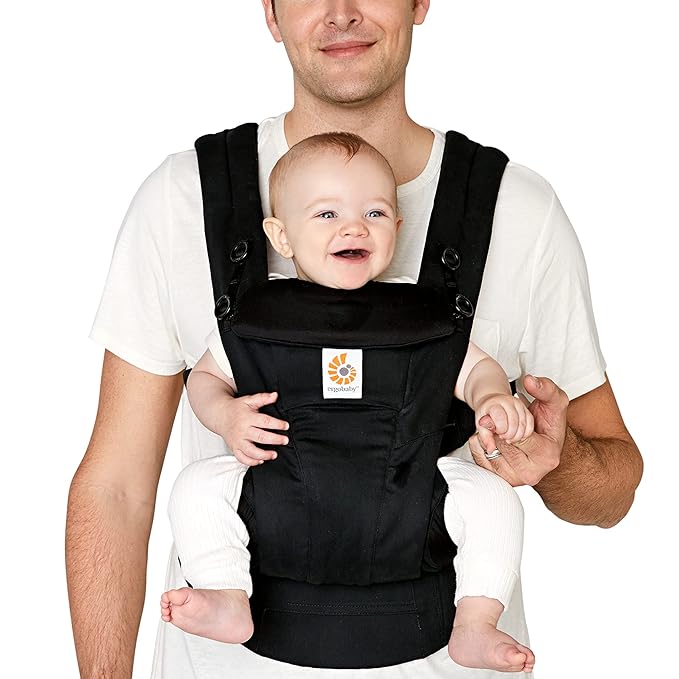 Ergobaby Omni Dream Cotton Baby Carrier Newborn to Toddler - Breathable Baby Carrier for Summer - All-Position Carriers for Newborn to Toddler with Lumbar Support (7-45 lbs) - Cotton, Oynx Black