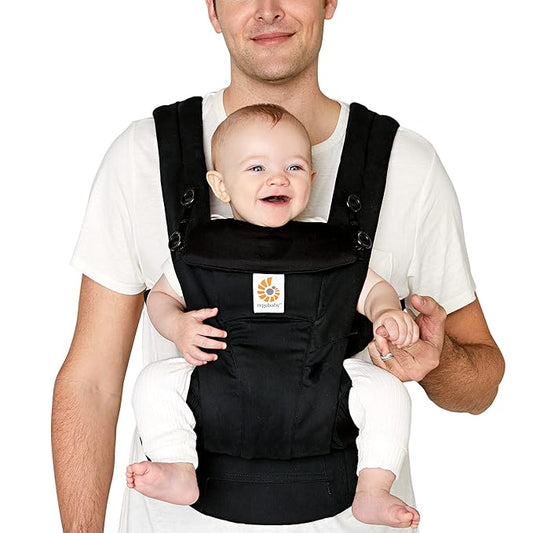 Ergobaby Omni Dream Cotton Baby Carrier Newborn to Toddler - Breathable Baby Carrier for Summer - All-Position Carriers for Newborn to Toddler with Lumbar Support (7-45 lbs) - Cotton, Oynx Black