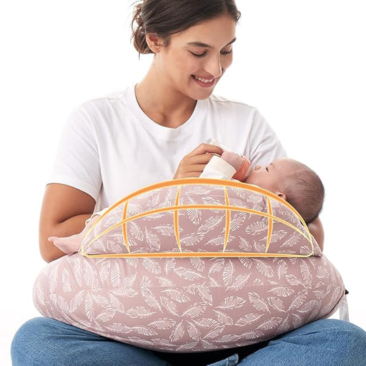 Momcozy Original Nursing Pillow for Breastfeeding-Pioneering Safety Fence- Wider Feeding Pillows for More Support for Mom & Baby- Easier Nursing & Hand Free- Fit for All, Removable Cotton Cover