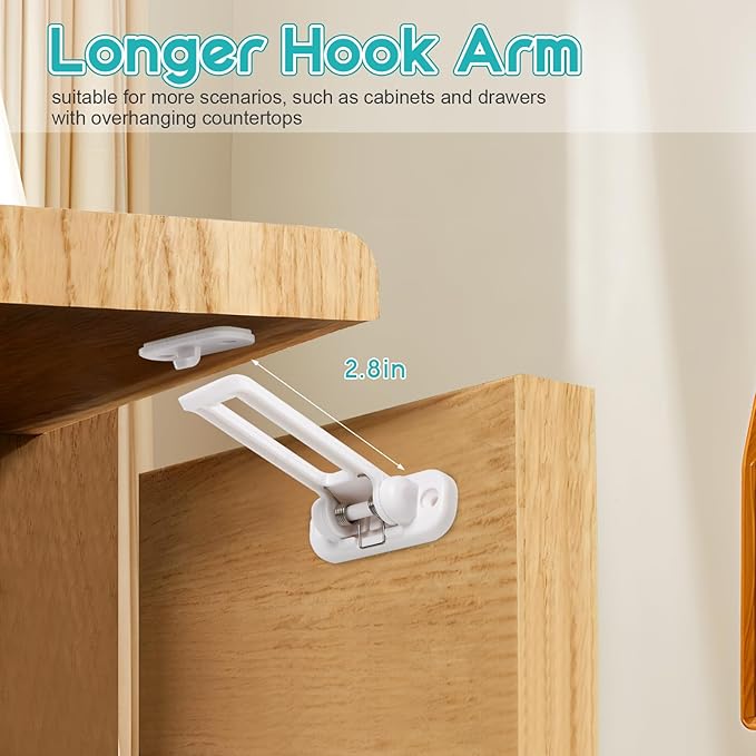 11Pcs Upgraded Cabinet Locks Baby Proofing -Invisible Foldable baby proofing cabinets-child locks for cabinets and drawers Easy Installation/No Need for Drilling (white-11)