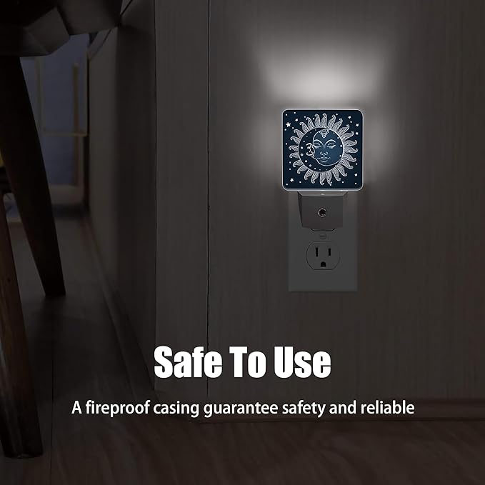 Vintage Sun Moon Night Light, Dusk to Dawn Smart Sensor Nightlight for Bedroom Bathroom Kitchen Hallway Stairs Hallway, Plug-in, Energy Efficient Decor Desk Lamp Gifts