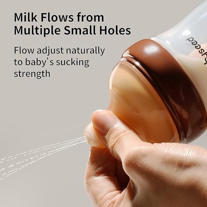 Thyseed Glass Natural Anti-Colic Baby Bottles | Newborn Breast Like Nursing Bottle for Breastfed Babies with Nipple (2+ Months), 8 Ounce, 1 Pack