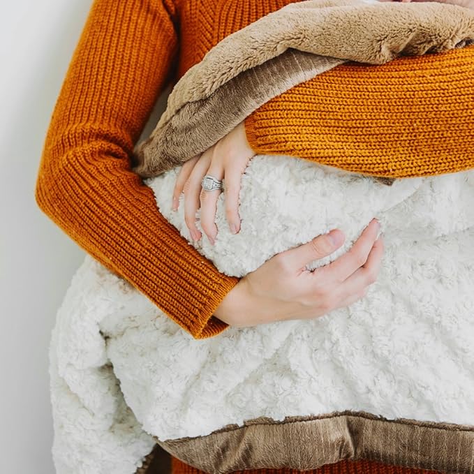 SARANONI Luxury Receiving Blankets for Babies | Ultra-Soft Lush and Boutique Quality Baby Blanket | Ivory Swirl Gingersnap - 40” x 30”