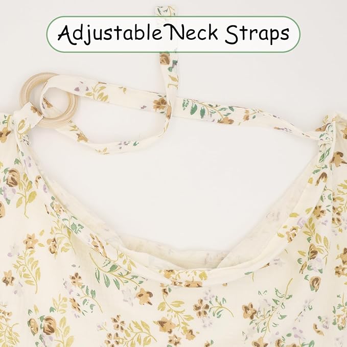 Muslin Nursing Cover for Baby Breastfeeding, Breathable 100% Cotton Privacy Nursing Covers, Multi Use Car Seat Stroller Cover (Floral)