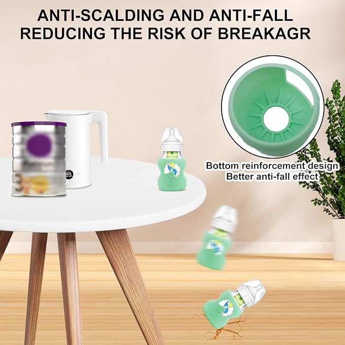 3 Pack Anti Breakage Baby Bottle Holder, Silicone Sleeves for Dr. Brown's Natural Glass Baby Bottles, Anti Flow Sleeve for Infant Bottles (5 Ounce)