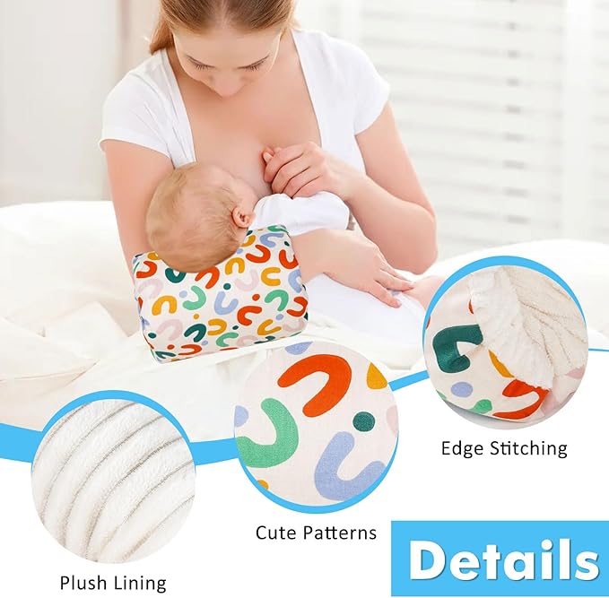 Nursing Arm Pillows for Breastfeeding,Baby Feeding Arm Pillow Portable and Washable for Travel, Soft Cotton Ergonomic Bottle Nursing Essentials（Rainbow）