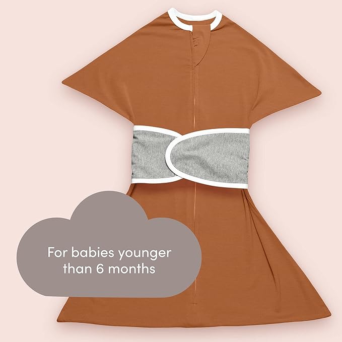 SleepingBaby Fleece Zipadee-Zip Transition Swaddle and Snuggle Strap Bundle - Roomy Baby Swaddle Blanket with Zipper Convenience and Wearable Blanket Accessory, Spice, Small (4-8 Month)