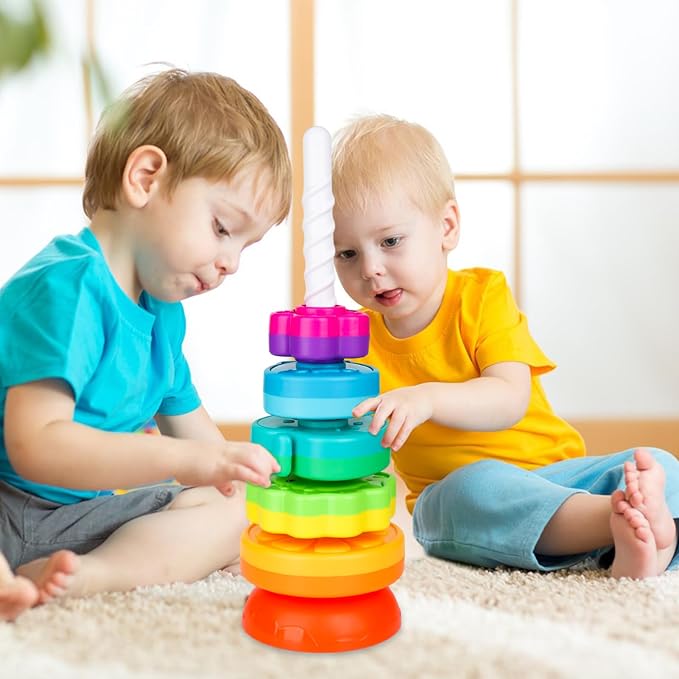 Spinning Stacking Toys for Babies 12+ Month Ring Stacker Stacking for Toddlers 1-3 Montessori Toys,Educational Learning Sensory Toy for Kids Easter Christmas Birthday Present for Baby