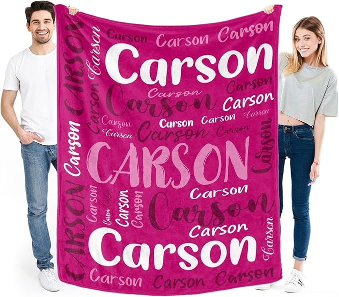 Personalized Custom Baby Blanket with Name for Girls Boys Kids Customized Flannel Blanket for Bed Nursery Room Baby Stroller