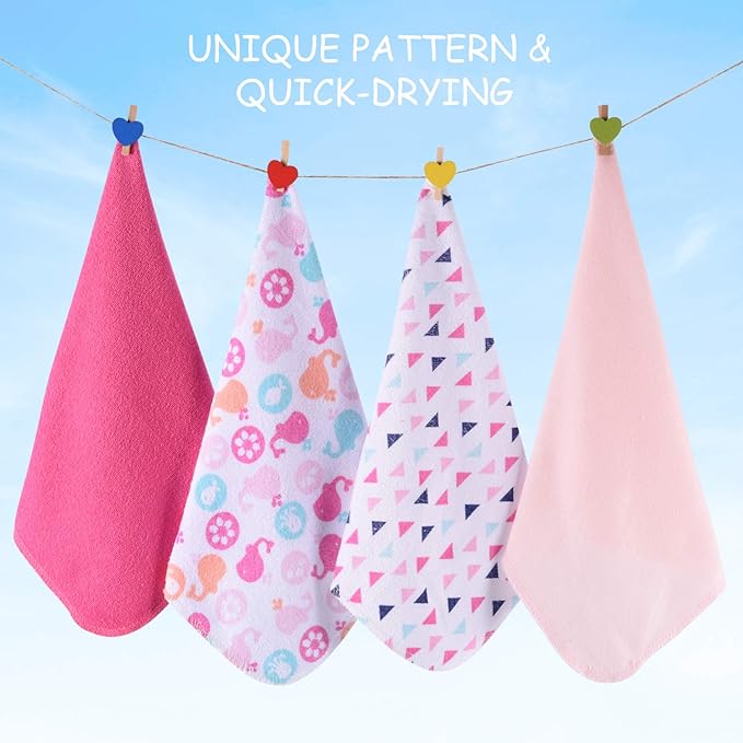 Baby Washcloths, Momcozy Ultra Soft Absorbent Towel, 8pcs Newborn Bath Face Towel, Natural Reusable Baby Wipes for Sensitive Skin, Baby Registry as Shower, 10"x10" (Pink)