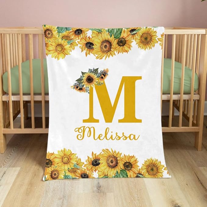 EVER2000 Personalized Baby Blanket for Girls, Custom Floral Baby Blanket with Name, Soft & Fuzzy Newborn Receiving Blankets for Toddler, Customized Baby Gifts for Birthday Baby Shower