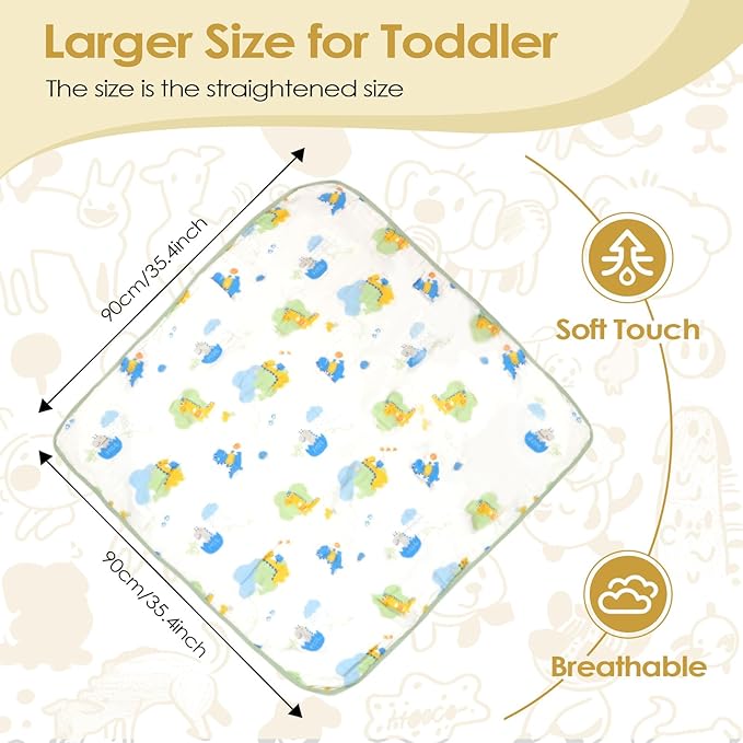 Baby Bath Towels 100% Muslin Cotton Hooded Baby Towels 2 Pack Shower Gifts for Newborn, Infant, Toddler, Kids,Super Soft and Absorbent, Large 35x35Inches