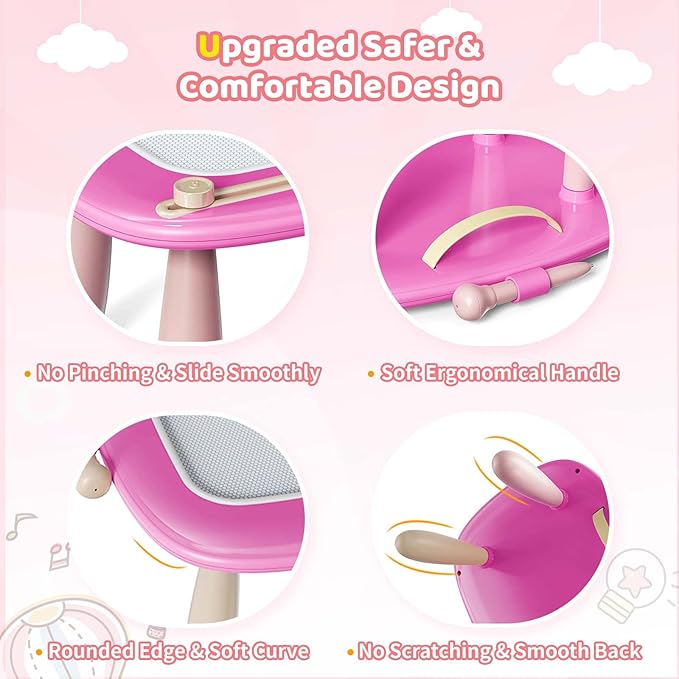 Kikidex Toddler Toys for 1-3 Years, Sturdy Magnetic Doodle Board, Reusable, No Mess, Educational Learning Toys for Kids' Birthday (Rose)