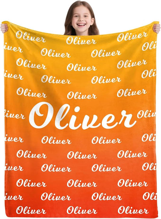 Custom Blanket with Name,Personalized Blankets for Kids Adult Boys Girls,Flannel Customized Blankets Throw for Boys Girls