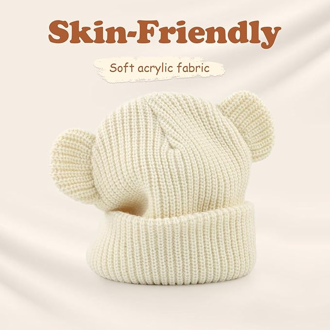 Toddler Boy Winter Hat Baby Knit Beanie Girl Warm Hats Kid Bear Ear Beanies for Cold Weather