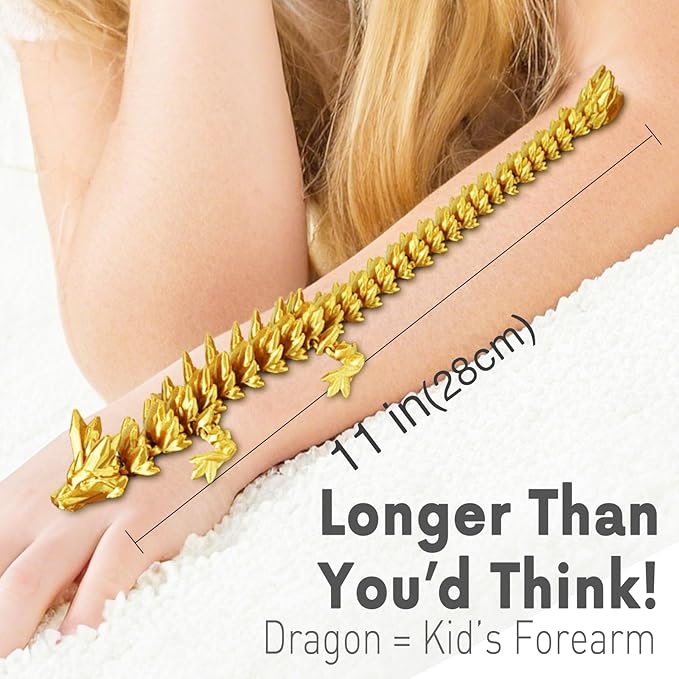 Small Dragon Eggs with Dragon Inside, 3D Printed Surprise Funny Gifts for Kids, Articulated Dragon Fidget Toys for Adults, Executive Desk Toys Office Room Décor (Gold)