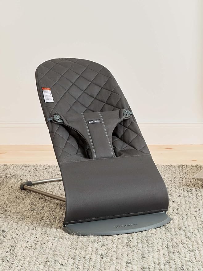 BabyBjörn Bouncer Bliss, Anthracite, Woven, Classic Quilt | 2-in-1 Adjustable Baby Bouncer Seat and Toddler Chair, Newborn to Toddler (8-29 lbs), 4 Positions, Lightweight & Portable
