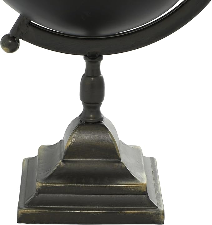 Deco 79 Industrial Metal Round Globe, 11" x 10" x 18", Black