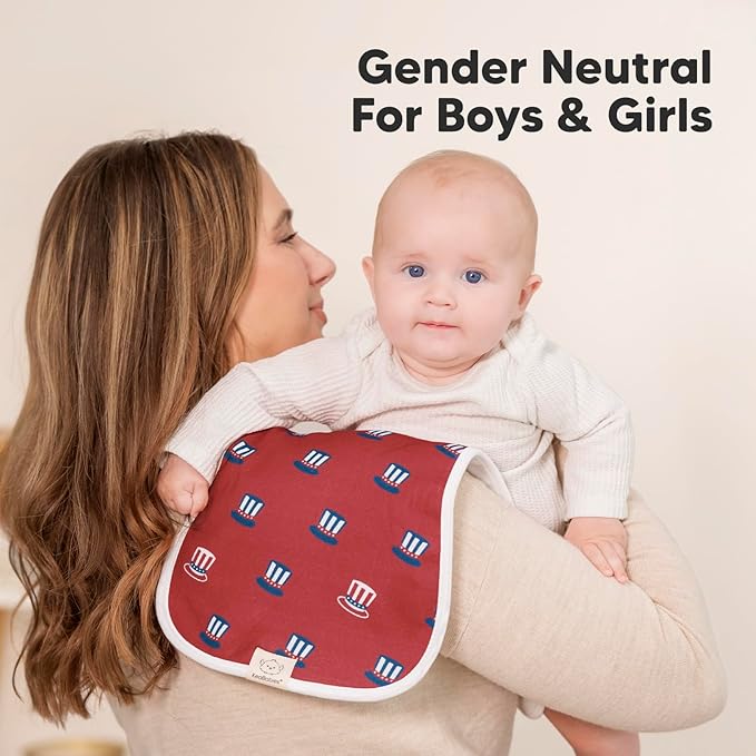 Organic Burp Cloths Baby Boy & Girl - 5-Pack Super Absorbent Cotton Burping Cloths for Babies, Soft & Plush Newborn Spit Up Rags, Infant Towels for Milk Spit Up, Unisex, Large 21" x 10" (U.S.A)