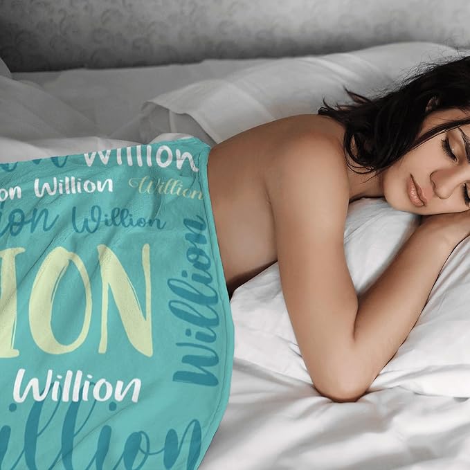 Personalized Custom Baby Blanket with Name for Girls Boys Kids Customized Flannel Blanket for Bed Nursery Room Baby Stroller