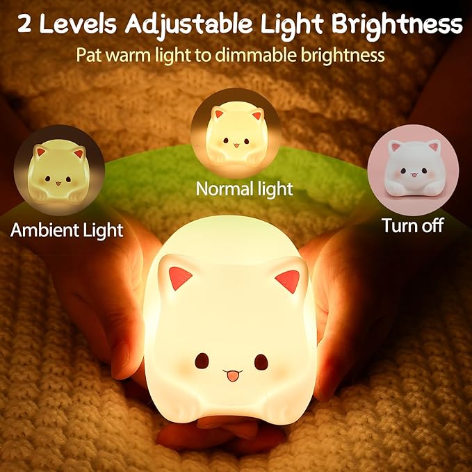 ZKLiLi Night Light for Kids Lamp, 16 Colors Cat Lamp Cute Lamp, Dimmable Baby Night Lights for Nursery,Silicone Rechargeable Nightlight for Kids Room, Kawaii Room Decor Cat Decor,Cute Gifts for Girls