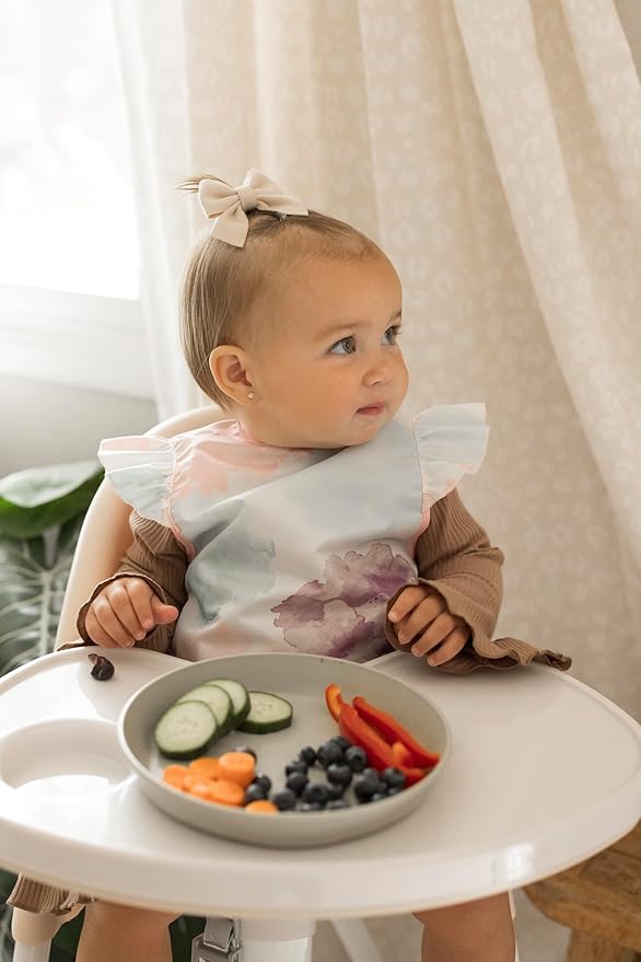 Tiny Twinkle Short Sleeve Apron Baby & Toddler Bib for Girls – Waterproof, Mess-Proof Bibs for Eating & Feeding, Machine Washable,Perfect Holiday Gift (Cotton Candy, 6–24M)