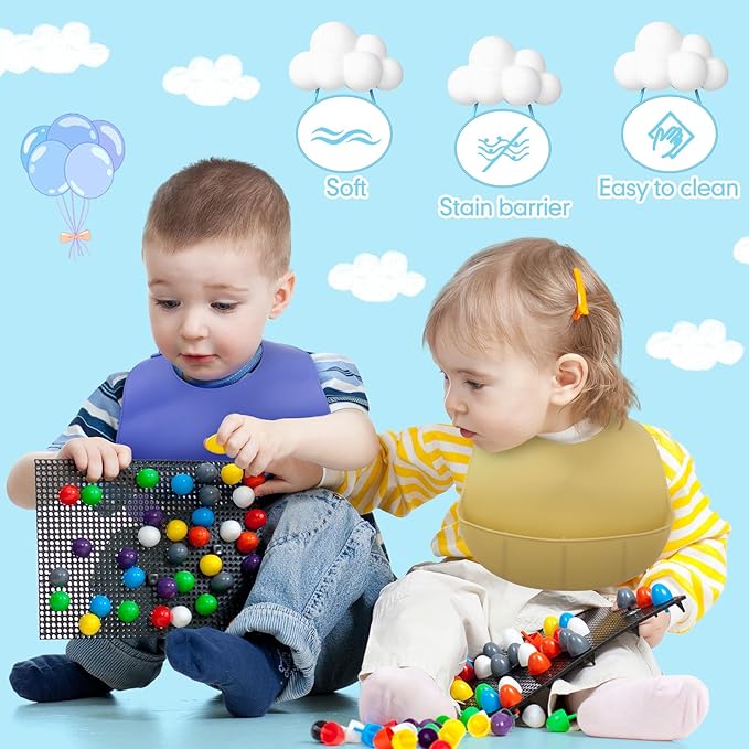 Mepase Silicone Bibs Waterproof Silicone Baby Bibs Soft Adjustable Baby Feeding Unisex Kid Eating Supplies