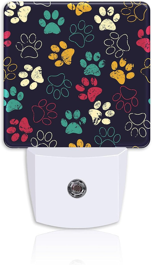 Night Light for Kids Girls Boys,Colorful Animal Footprints LED Night Light Plug into Wall with Dusk to Dawn Sensor for Room Decor,Hallway,Kitchen,Bathroom,Nursery,Stairs
