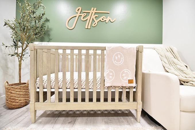 Smiley Face with Lightning Bolt Eyes Baby Blanket 28"x40" - DreamSoft Throw for Crib, Stroller or Car Seat -Receiving Blanket/Newborn Nursery Gift for Toddler, Infant, Kids, Boys & Girls (Tan/White)