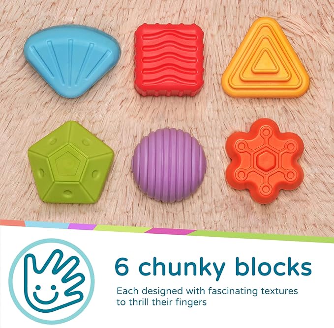 LiKee Montessori Toys for 1 Year Old, 6pcs Multi Sensory Shapes, Toddler Developmental Learning Birthday Gifts, Baby Toys 12+ Months (Cube)
