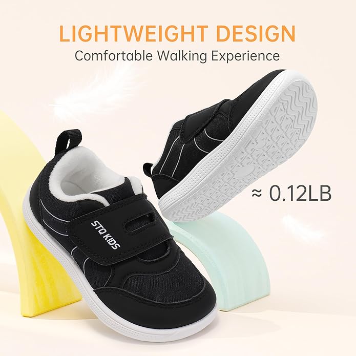 Toddler Wide Toe Box Barefoot Shoes Boys Girls Sneakers Kids Tennis Shoes Preschool Non Slip Lightweight Comfortable First Walking Shoes Running Outdoor Activities