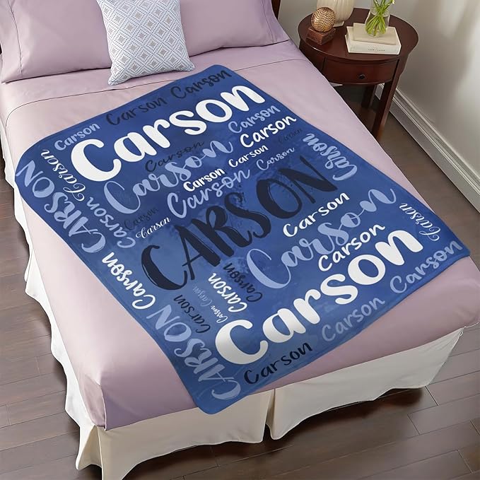 Personalized Custom Baby Blanket with Name for Girls Boys Kids Customized Flannel Blanket for Bed Nursery Room Baby Stroller
