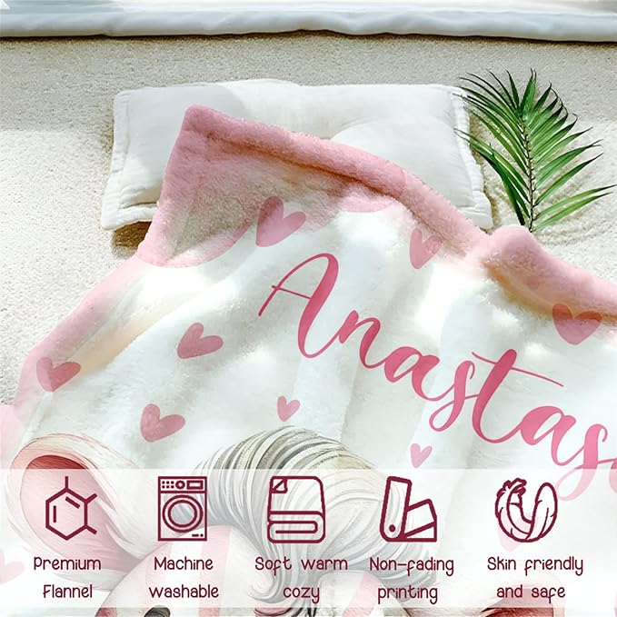 Personalized Baby Blanket for Girls, Custom Baby Blanket with Name, Soft Cozy Personalized Name Blankets for Kids, Customized Zebra Blanket for Infant Toddler Birthday Christmas