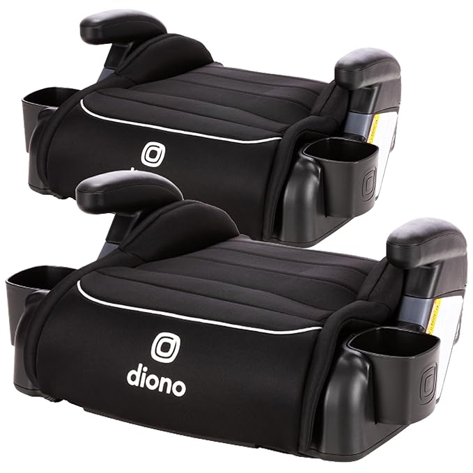 Diono Connect3 R Backless Booster Pack of 2, Slim Fit 3-Across in Many Mid-Sized Sedans and SUVs, for Children from 40-120 lbs., Lightweight with Cupholder, Black Storm