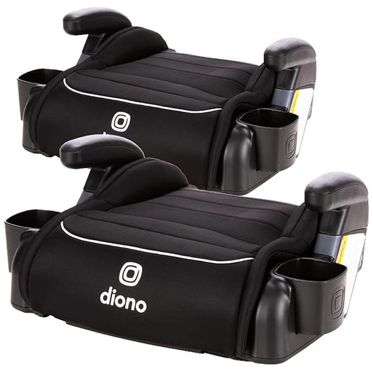Diono Connect3 R Backless Booster Pack of 2, Slim Fit 3-Across in Many Mid-Sized Sedans and SUVs, for Children from 40-120 lbs., Lightweight with Cupholder, Black Storm