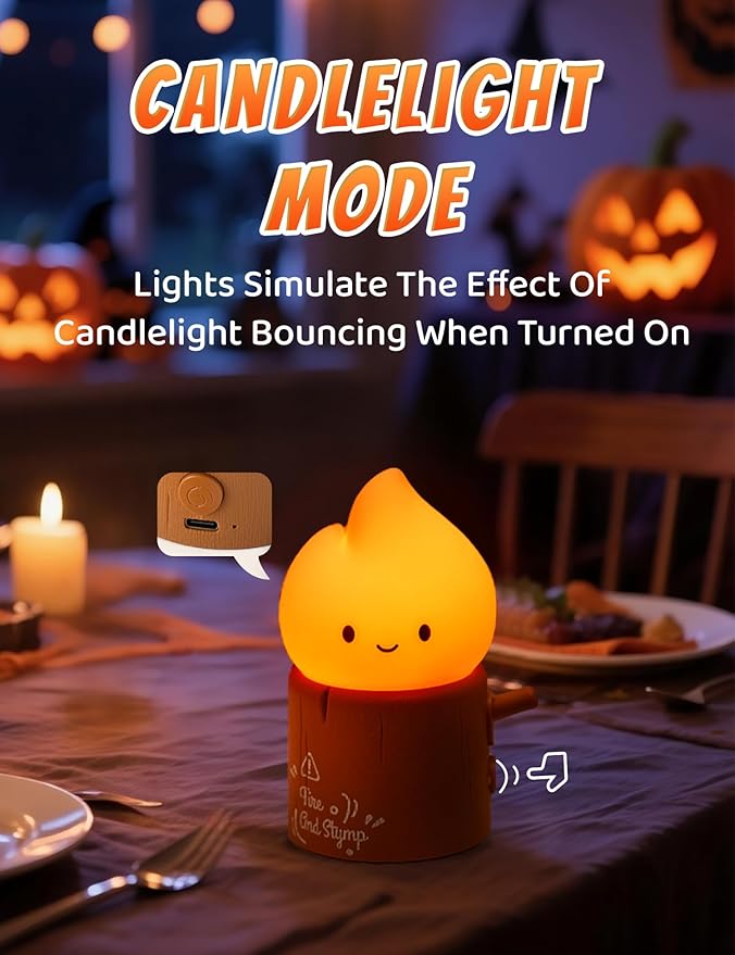 Cute Candles Light, Electronic LED Flameless Candle, Cute Emotional Support Flame Night Lamp, Mood Candlelight for Christmas Birthday Party Decor