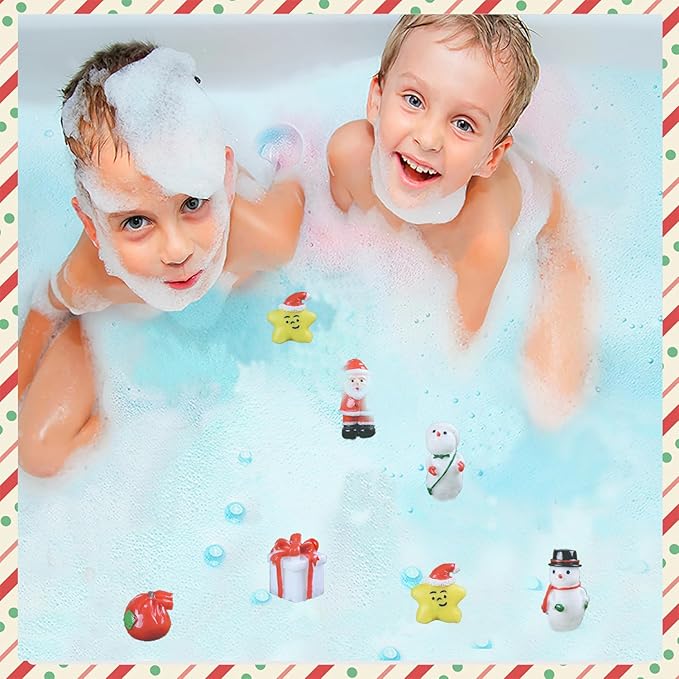 20-Pack Bath Balls with Surprises, Twenty Christmas Toys Inside, Natural Handmade Bubble Ball Set
