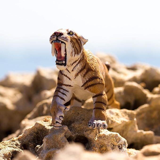 Safari Ltd. Smilodon Figurine - 4" Sabre-Toothed Tiger Figure - Educational Toy for Boys, Girls, and Kids Ages 3+