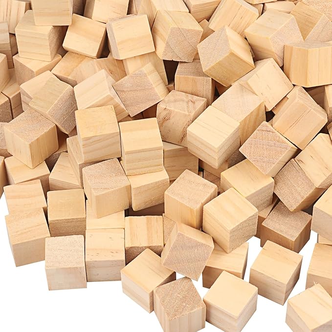 700 Packs Wooden Blocks for Crafts, 0.8 Inch Pine Wood Cubes, Wooden Cubes for Paint, Stamp, Decorate, DIY Projects and Personalized Gifts,by GNIEMCKIN.