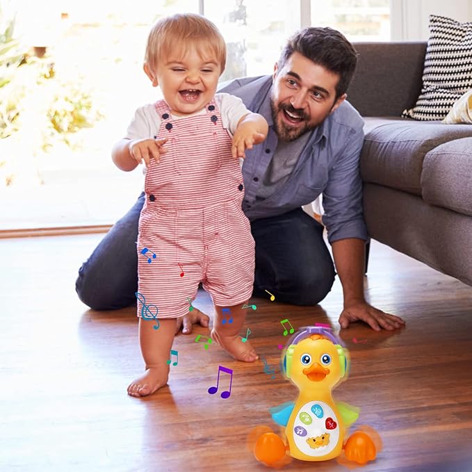 Tsomtto Baby Musical Duck Toy Dancing Crawling Tummy Time, Light Up Infant Toys Birthday for Boys Girls Baby Learning Development Newborn Toddler Toys