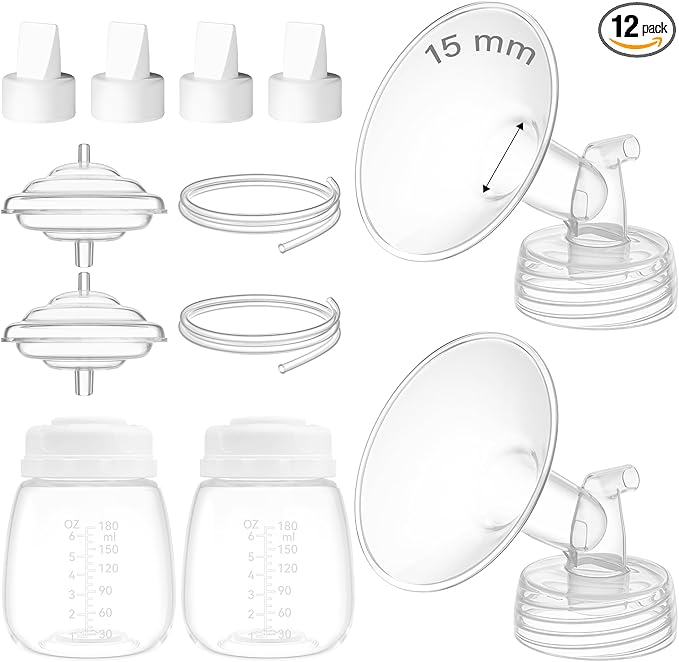 15mm Flange Kit Compatible with Spectra S1/S2/9 Plus/Motif Luna, Includes Flange 15mm, Bottles, Tubing, Valves, and Backflow Protectors