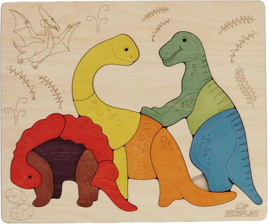 Jurassic Wooden Puzzle | 15 Pieces Jigsaw Puzzle | Dinosaurs for Kids 3 Years and Above