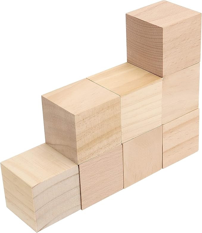 30 PCS 2 Inch Wood Blocks, 5x5x5cm Premium Natural Solid Blank Wooden Cubes Set, Square Unfinished Craft Wood Blocks Bulk for Crafting DIY Projects